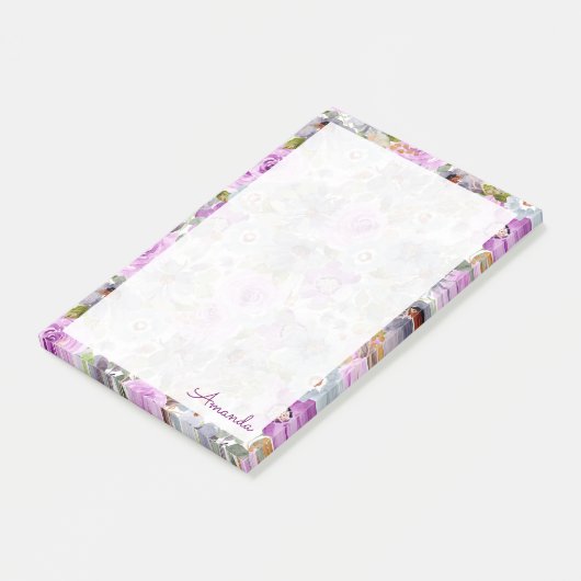 Post-it® Notes de motifs floraux d'aquarelle (Incliné)