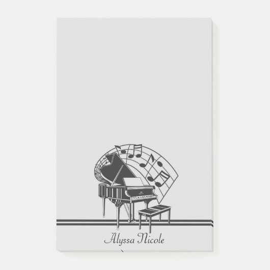 Post-it® Notes de musique Black White Piano personnalisées (Devant)