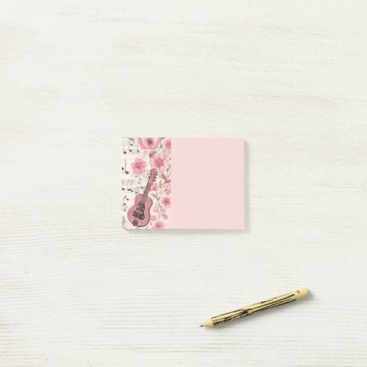 Post-it® Notes de musique et Fleurs style rétro (Sur un bureau)