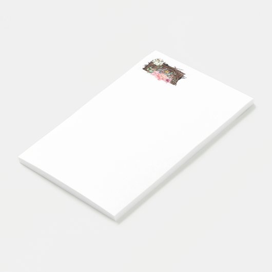 Post-it® Notes de nature florale de hibou (Incliné)