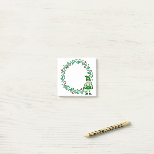 Post-it® Notes De Noël Gnome Et Wreath Post-It (Sur un bureau)