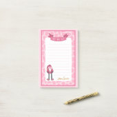 Post-It Notes de Noël rose avec Père Noël (Sur un bureau)