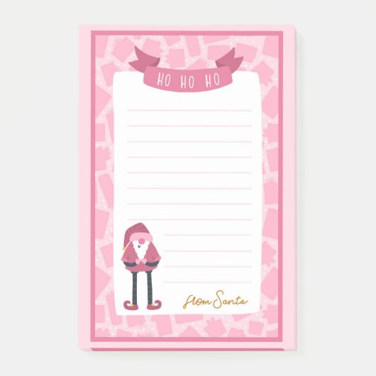 Post-It Notes de Noël rose avec Père Noël (Devant)