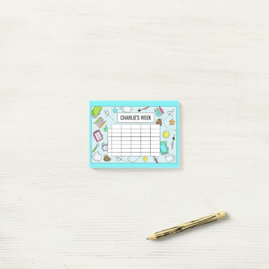 Post-it® Notes de nom personnalisable du calendrier scolair (Sur un bureau)