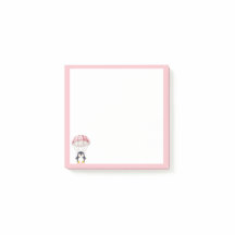 Notes de parachute pingouin mignon rose pastel