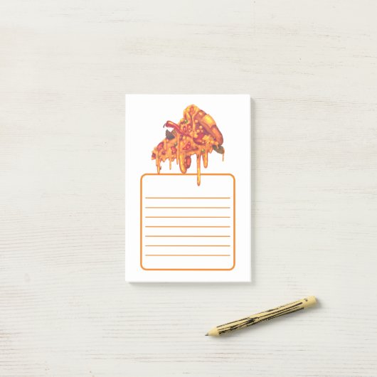 Post-it® Notes de pizza savoureuse (Sur un bureau)