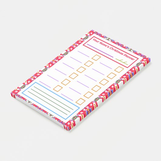 Post-it® Notes de plan de Noël Red Green Planificateur fest (Incliné)