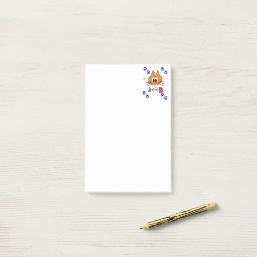 Post-it® Notes de poisson de chaton de chat  (Sur un bureau)
