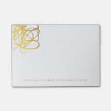 Notes de post-it chics d'effet d'or