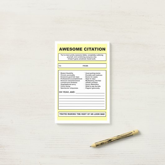 Post-it® Notes de post-it "de citation impressionnante" (Sur un bureau)