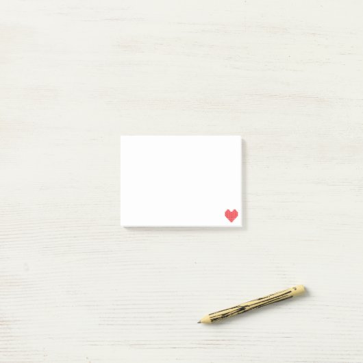 Post-it® Notes de post-it de coeur de pixel (Sur un bureau)