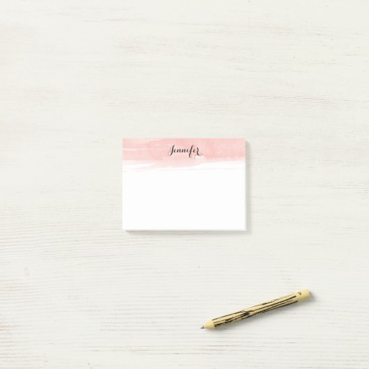 Post-it® Notes de post-it de lavage d'aquarelle, roses (Sur un bureau)