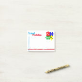 Post-it® Notes de post-it de puzzle de psychologie d'école (Sur un bureau)