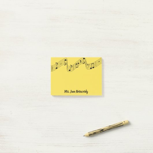 Post-it® Notes de post-it de thème de musique (Sur un bureau)