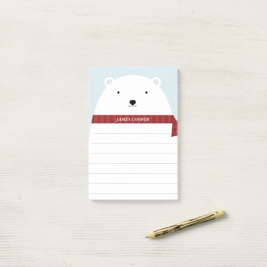 Post-it® Notes de post-it douces d'ours blanc (Sur un bureau)