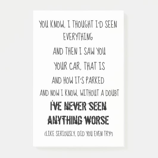 Post-it® Notes de post-it drôles de stationnement (Devant)