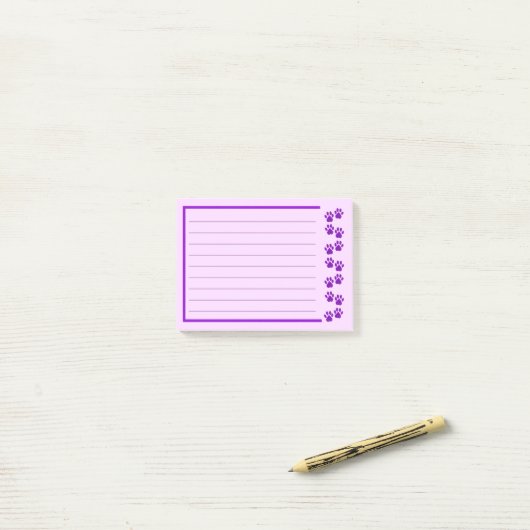 Post-it® Notes de post-it Empreinte de patte violet (Sur un bureau)