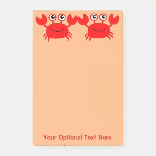 Post-it® Notes de post-it heureuses de crabe (Devant)