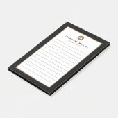 Post-it® Notes de post-it minimales avec monogramme noir (Incliné)