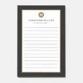 Post-it® Notes de post-it minimales avec monogramme noir (Devant)