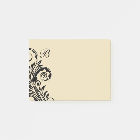 Post-it® Notes de post sur le monogramme floral (Devant)