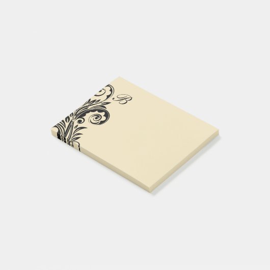 Post-it® Notes de post sur le monogramme floral (Incliné)