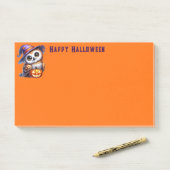 Post-it® Notes de poste du hibou d'Halloween (Sur un bureau)
