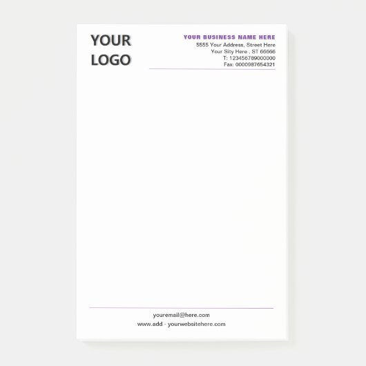 Post-it® Notes de renseignements avec logo d'entreprise per (Devant)