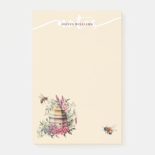 Post-it® Notes de ruche d'abeille aquarelle (Devant)