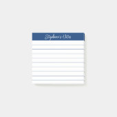 Post-it® Notes de script classiques bleu marine lignées (Devant)
