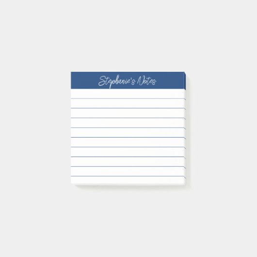 Post-it® Notes de script classiques bleu marine lignées (Devant)