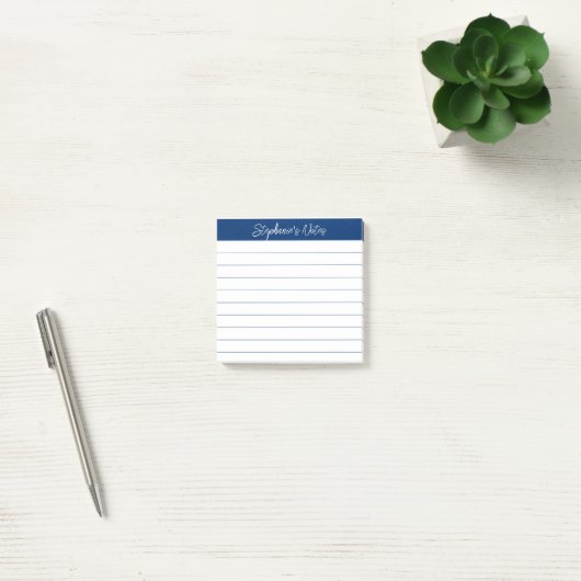 Post-it® Notes de script classiques bleu marine lignées (Bureau)