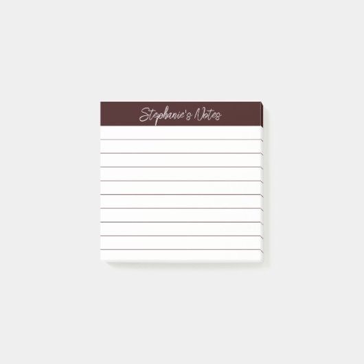 Post-it® Notes de script classiques brun chocolat (Devant)