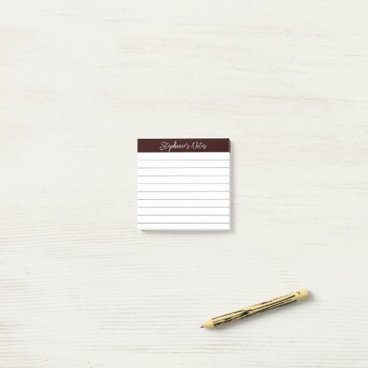 Post-it® Notes de script classiques brun chocolat (Sur un bureau)