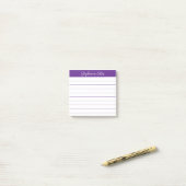 Post-it® Notes de script classiques lignées violettes (Sur un bureau)