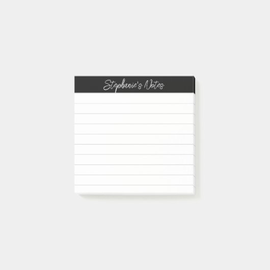 Post-it® Notes de script classiques noir gris ligné (Devant)