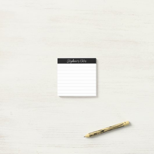 Post-it® Notes de script classiques noir gris ligné (Sur un bureau)
