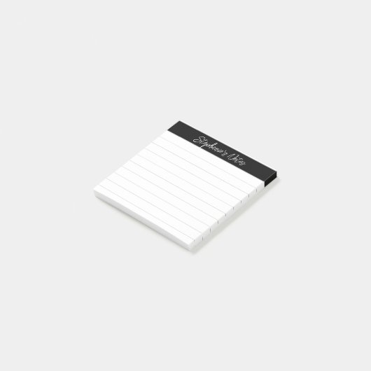 Post-it® Notes de script classiques noir gris ligné (Incliné)