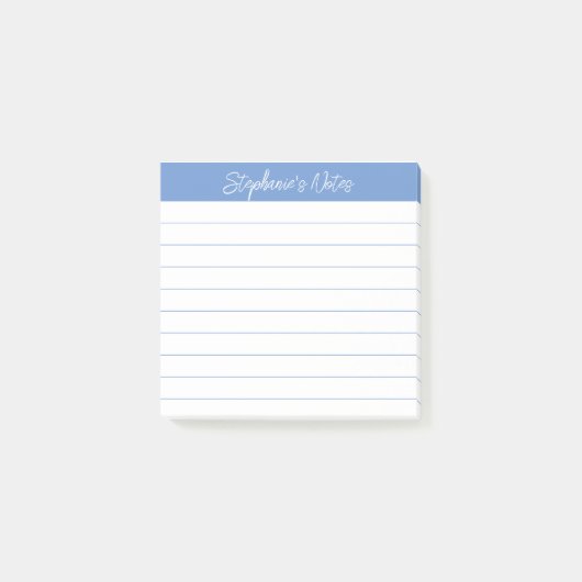Post-it® Notes de script élégant bleu clair ligné (Devant)