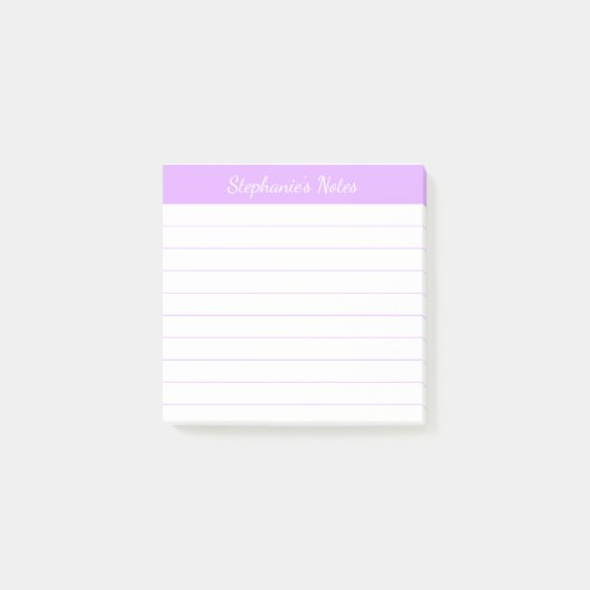 Post-it® Notes de script élégant clair lavande ligné (Devant)
