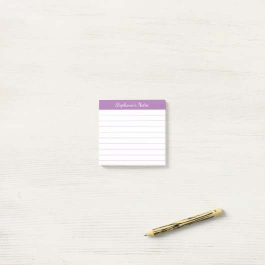 Post-it® Notes de script élégant doublées de lavande (Sur un bureau)
