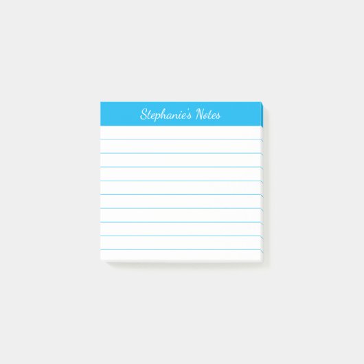 Post-it® Notes de Script Élégant Ligné Bleu Ciel (Devant)