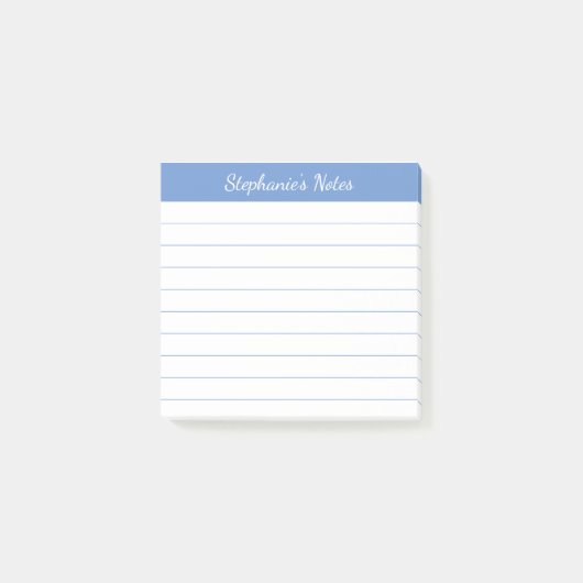 Post-it® Notes de Script Élégant Ligné Bleu Clair (Devant)