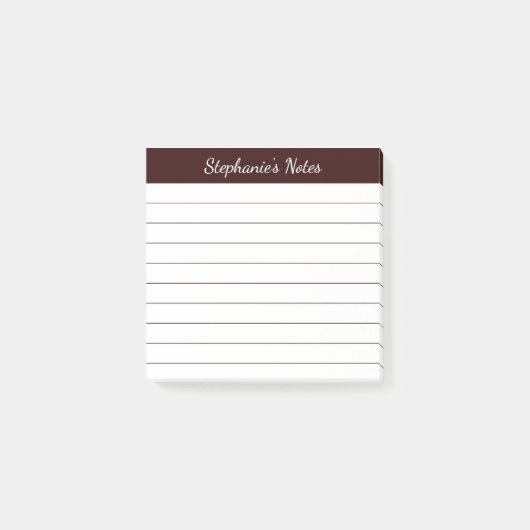 Post-it® Notes de script élégant lignées marron (Devant)