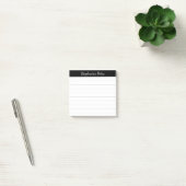 Post-it® Notes de script élégant noir gris ligné (Bureau)