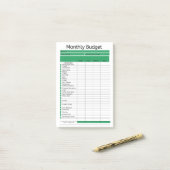 Post-it® Notes de suivi budgétaire mensuelle (Sur un bureau)