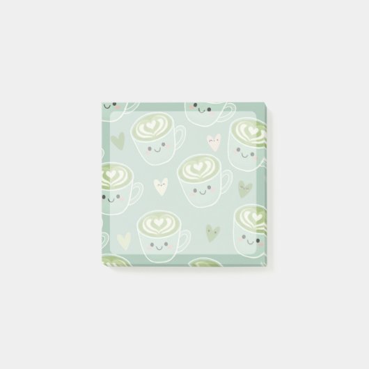 Post-It Notes de tasses de matcha souriantes (Devant)