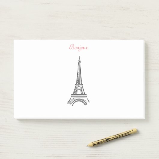 Post-it® Notes de Tour Eiffel de Bonjour Paris (Sur un bureau)