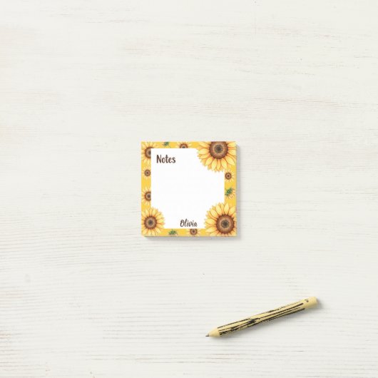 Post-it® Notes de tournesol personnalisées carrées (Sur un bureau)