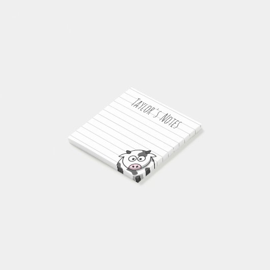 Post-it Notes de vache de dessin animé drôle migno (Incliné)